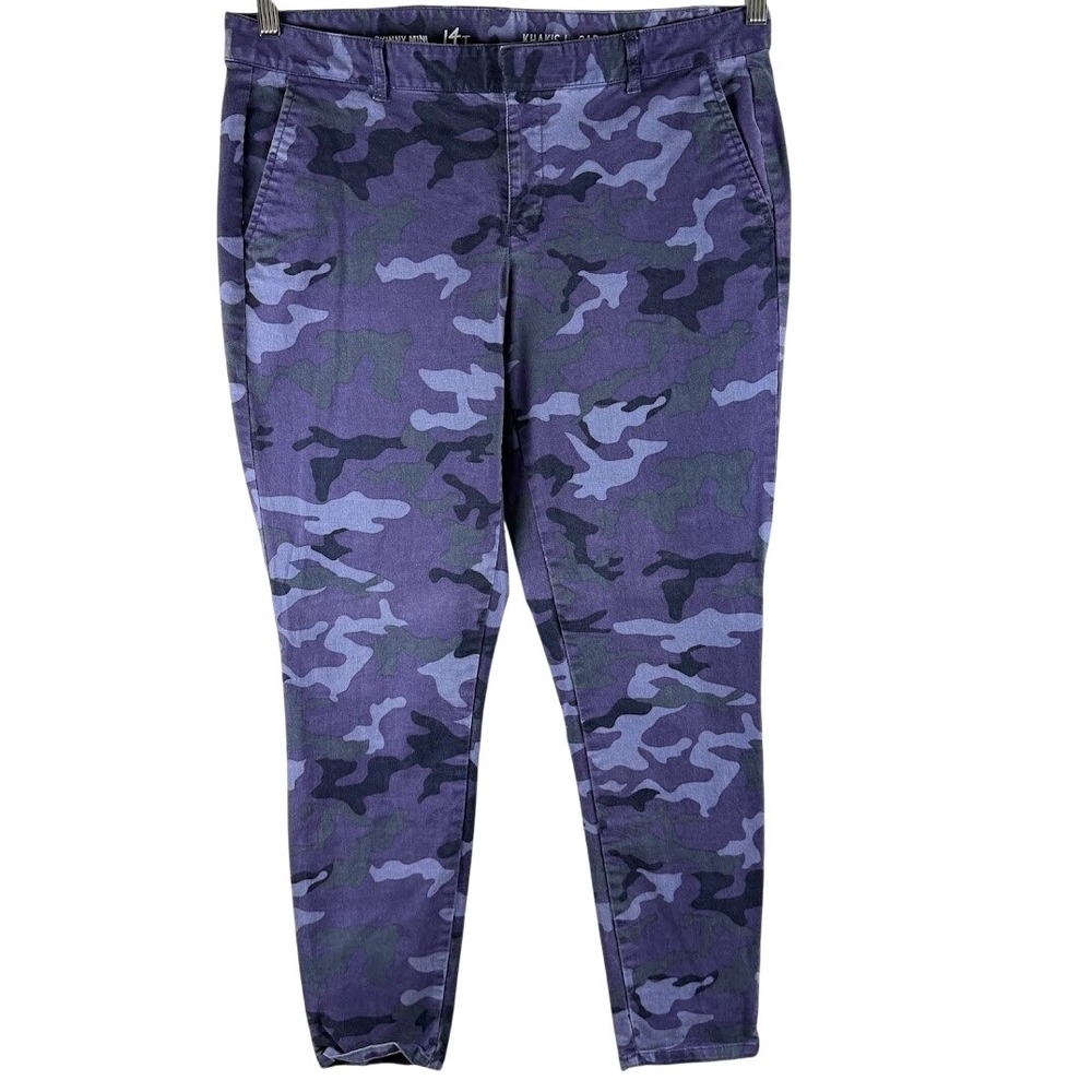 Gap Skinny Mini Purple Purple Camo Print Pants‎ Womens 14 Tall Camouflage